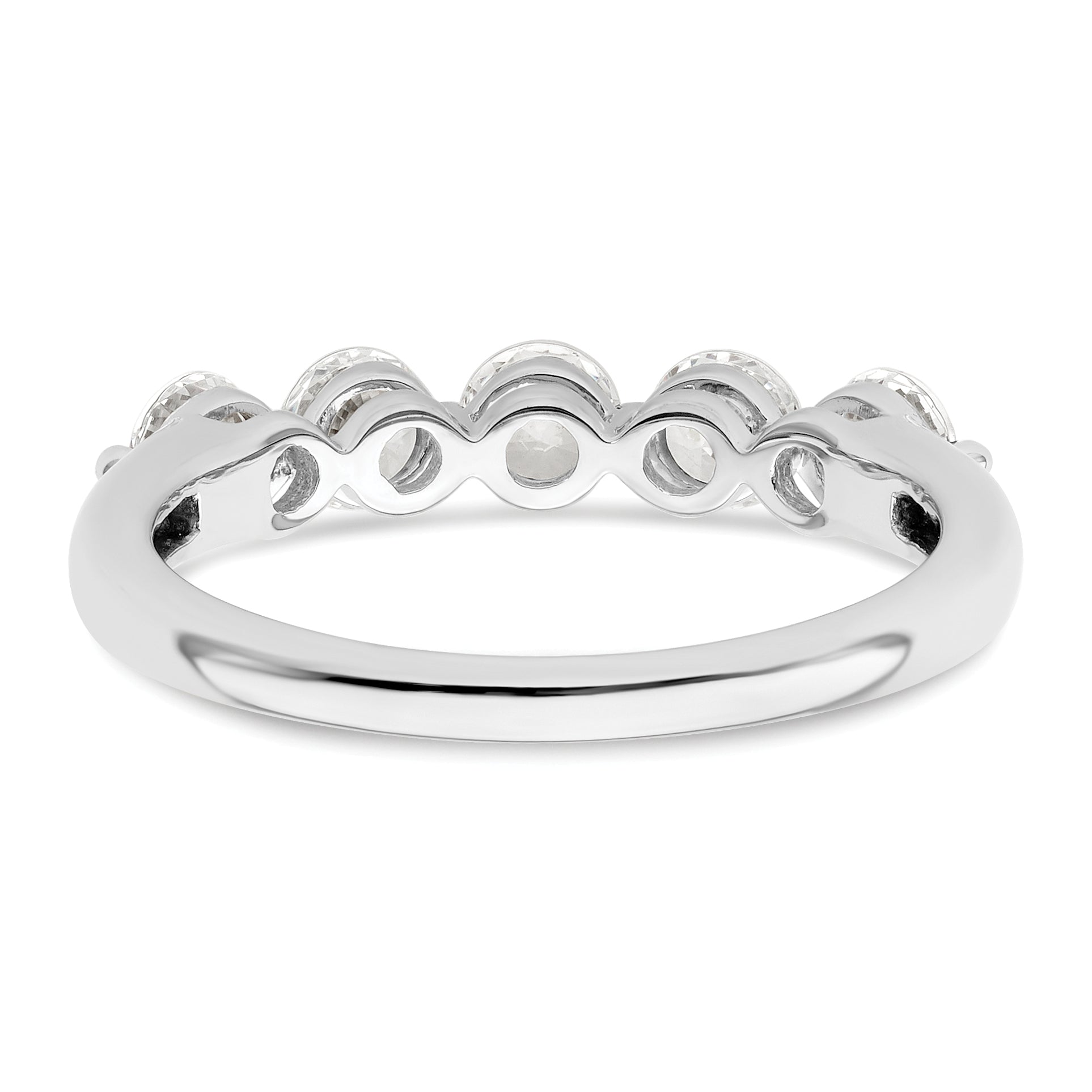 1.10ct. CZ Solid Real 14K White Gold 5-Stone Wedding Band Ring