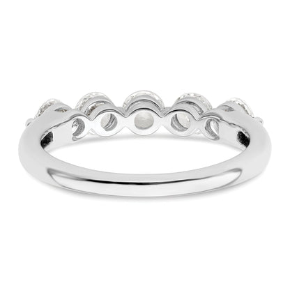 1.10ct. CZ Solid Real 14K White Gold 5-Stone Wedding Band Ring