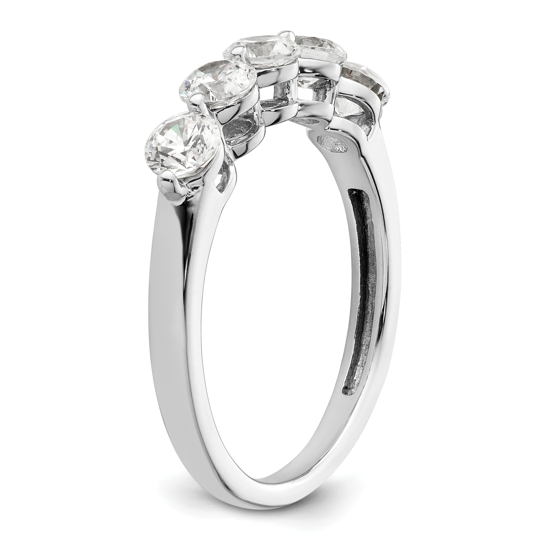 1.10ct. CZ Solid Real 14K White Gold 5-Stone Wedding Band Ring