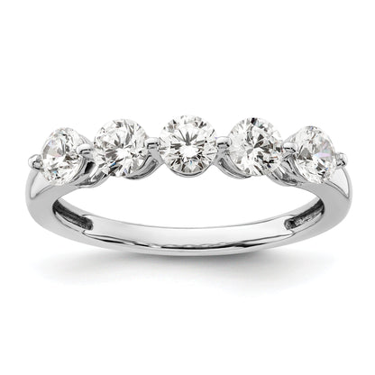 1.10ct. CZ Solid Real 14K White Gold 5-Stone Wedding Band Ring