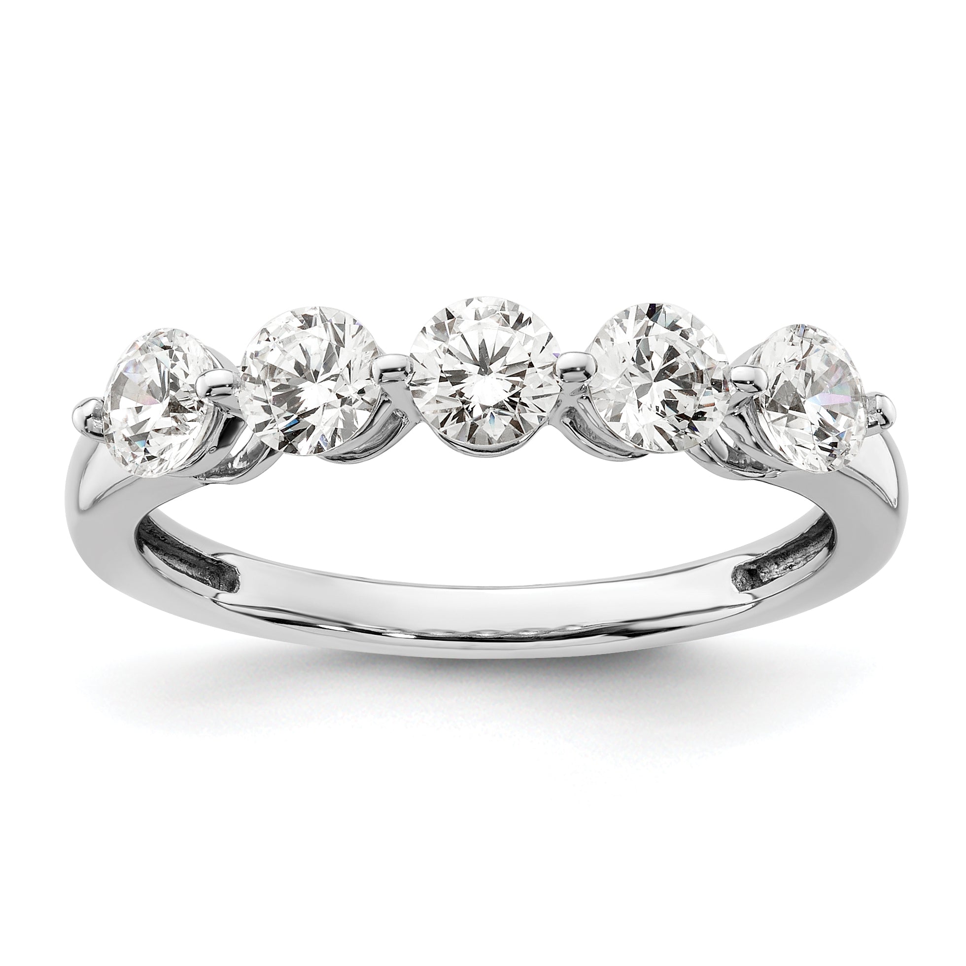 1.10ct. CZ Solid Real 14K White Gold 5-Stone Wedding Band Ring