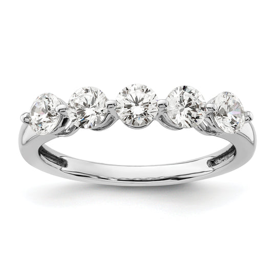 1.10ct. CZ Solid Real 14K White Gold 5-Stone Wedding Band Ring