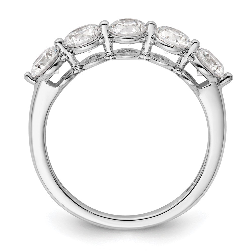 14K White Gold 5-Stone Real Diamond Band