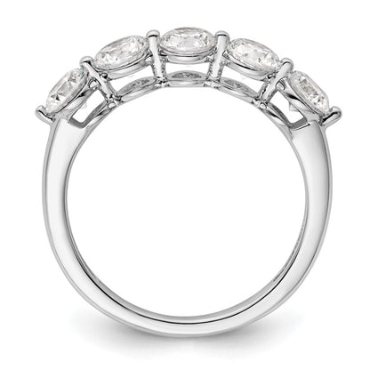 14K White Gold 5-Stone Real Diamond Band