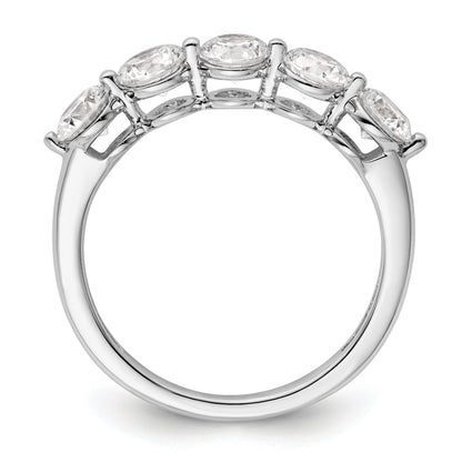1.50ct. CZ Solid Real 14K White Gold 5-Stone Wedding Band Ring