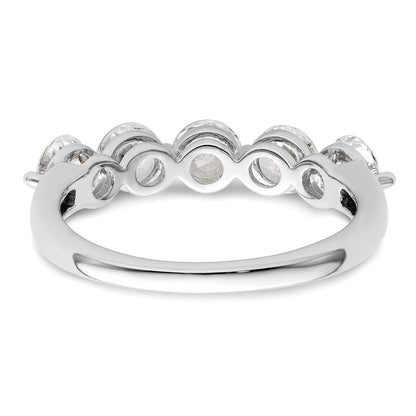 14K White Gold 5-Stone Real Diamond Band
