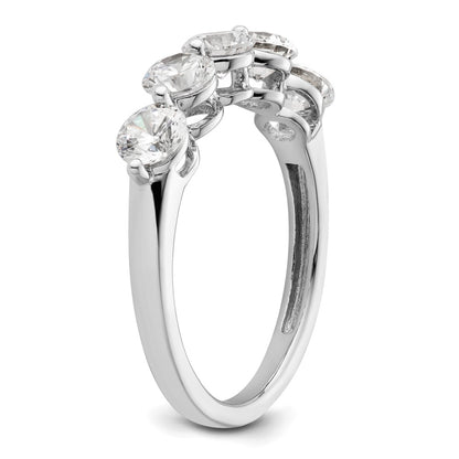 14K White Gold 5-Stone Real Diamond Band