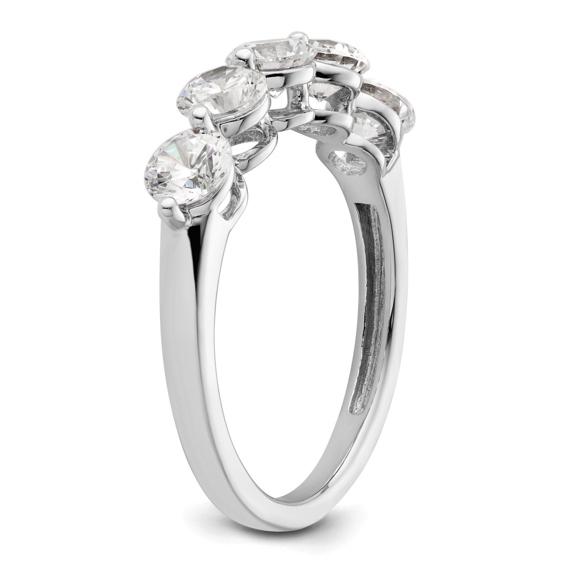 1.50ct. CZ Solid Real 14K White Gold 5-Stone Wedding Band Ring