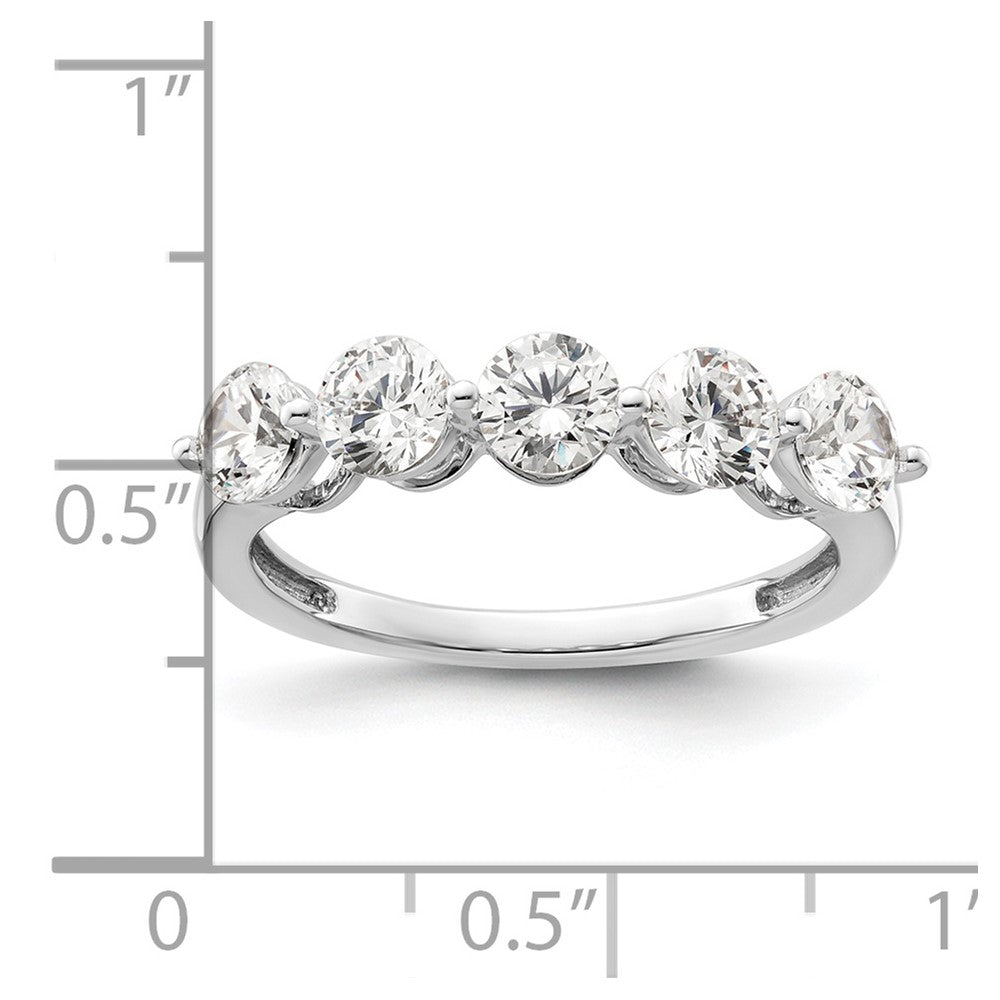 14K White Gold 5-Stone Real Diamond Band