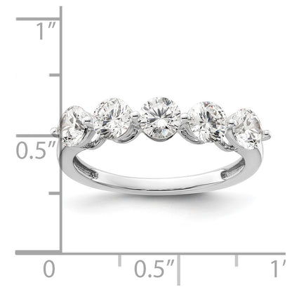 14K White Gold 5-Stone Real Diamond Band