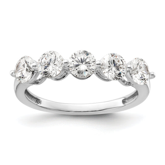 1.50ct. CZ Solid Real 14K White Gold 5-Stone Wedding Band Ring
