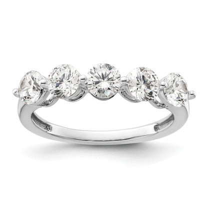 14K White Gold 5-Stone Real Diamond Band