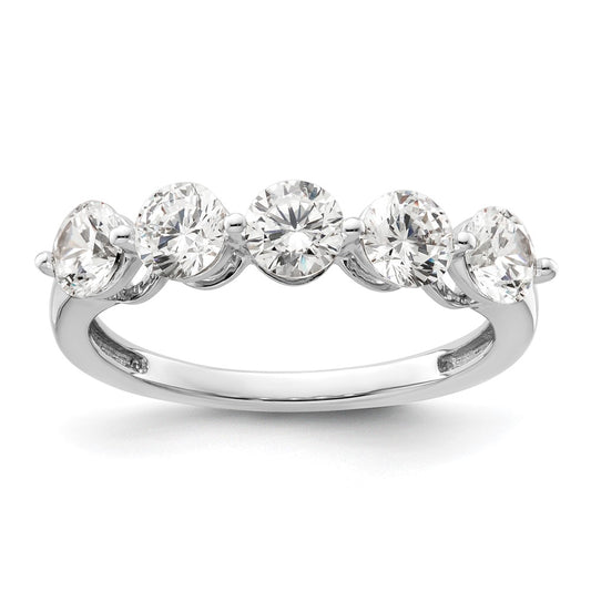 14K White Gold 5-Stone Real Diamond Band