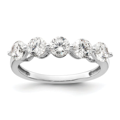 1.50ct. CZ Solid Real 14K White Gold 5-Stone Wedding Band Ring