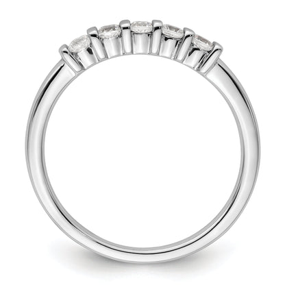 0.25ct. CZ Solid Real 14K White Gold 5-Stone Wedding Band Ring