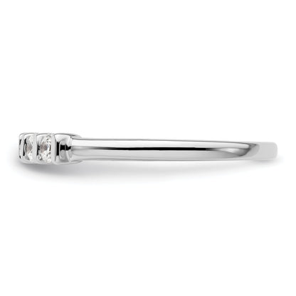 0.25ct. CZ Solid Real 14K White Gold 5-Stone Wedding Band Ring