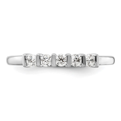 14K White Gold 5-Stone Real Diamond Band