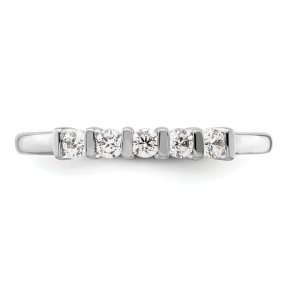 0.25ct. CZ Solid Real 14K White Gold 5-Stone Wedding Band Ring