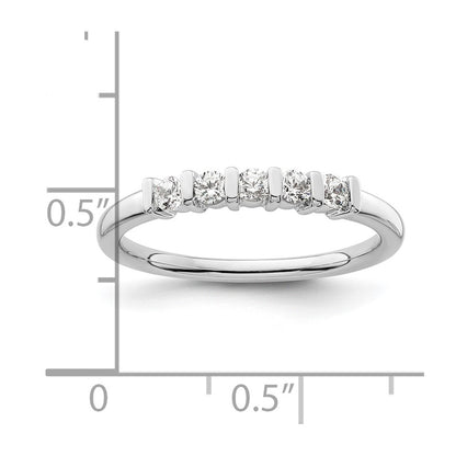 14K White Gold 5-Stone Real Diamond Band