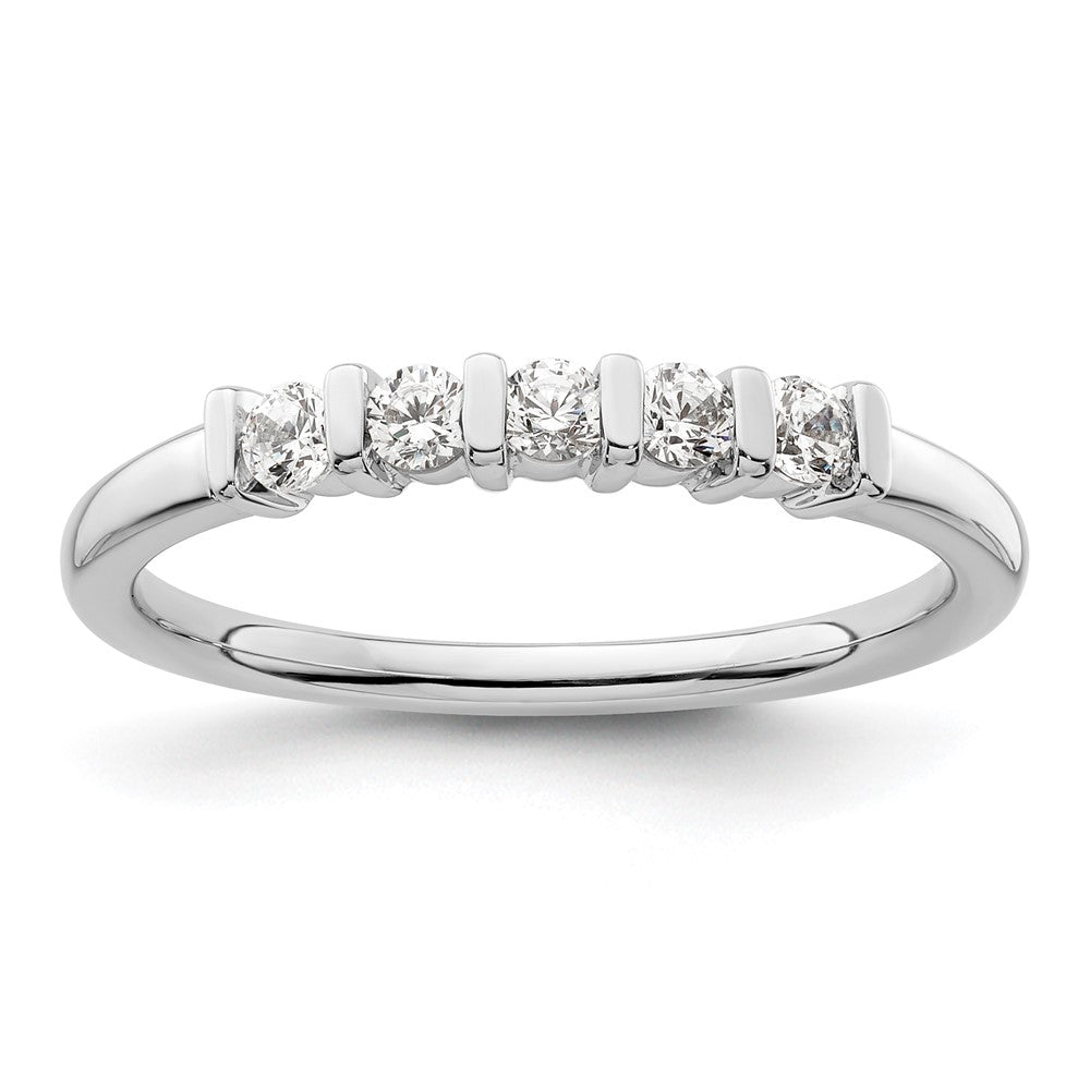 14K White Gold 5-Stone Real Diamond Band