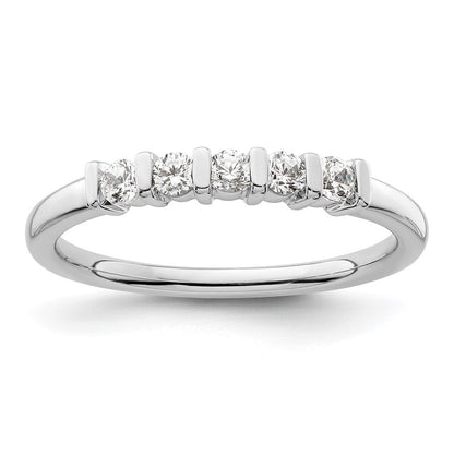 14K White Gold 5-Stone Real Diamond Band