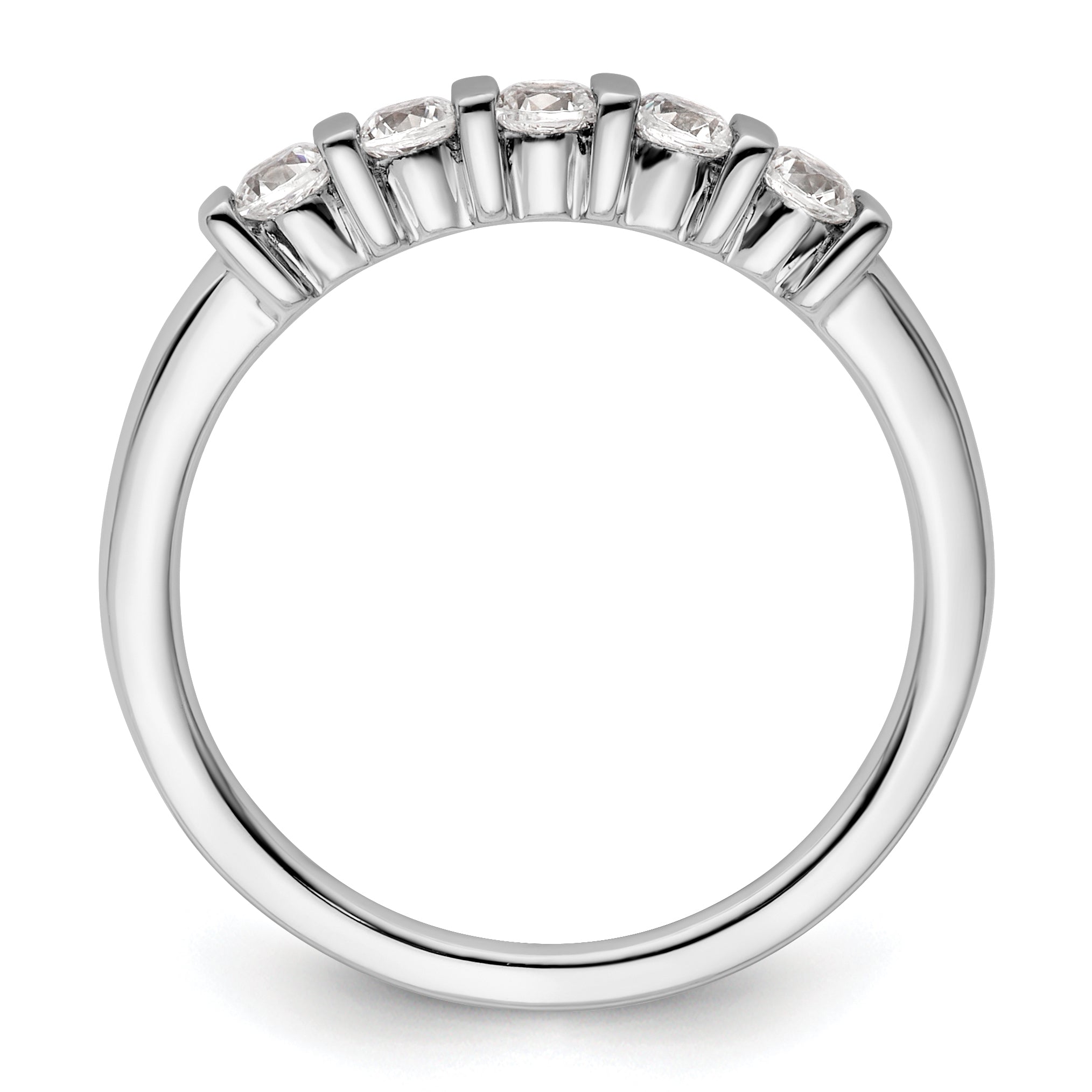 0.35ct. CZ Solid Real 14K White Gold 5-Stone Wedding Band Ring