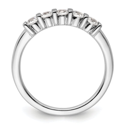 0.35ct. CZ Solid Real 14K White Gold 5-Stone Wedding Band Ring