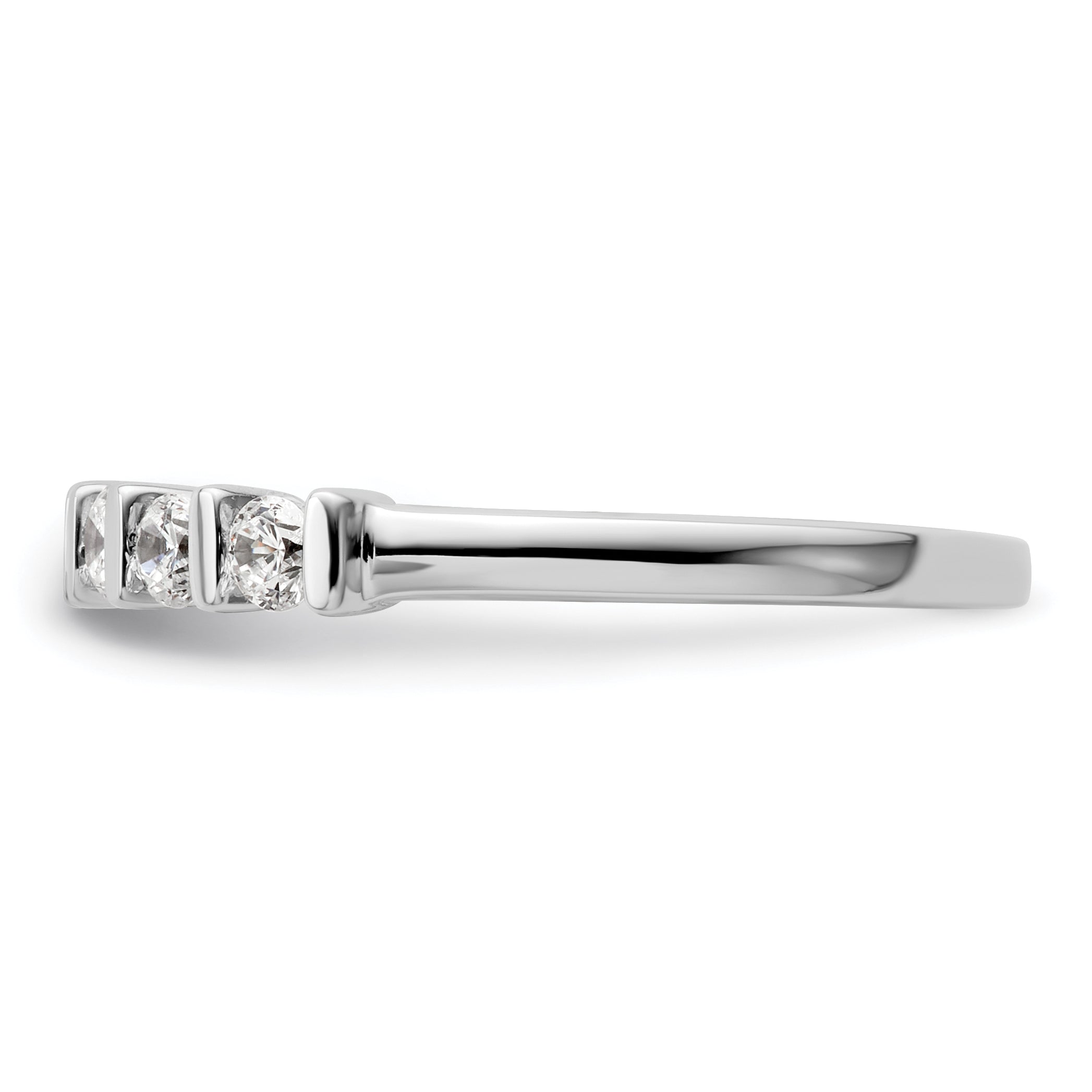 0.35ct. CZ Solid Real 14K White Gold 5-Stone Wedding Band Ring