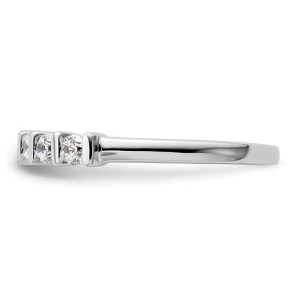 0.35ct. CZ Solid Real 14K White Gold 5-Stone Wedding Band Ring