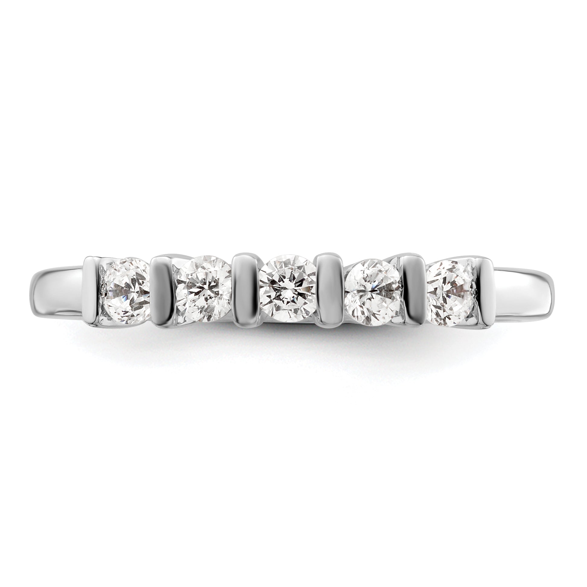 0.35ct. CZ Solid Real 14K White Gold 5-Stone Wedding Band Ring