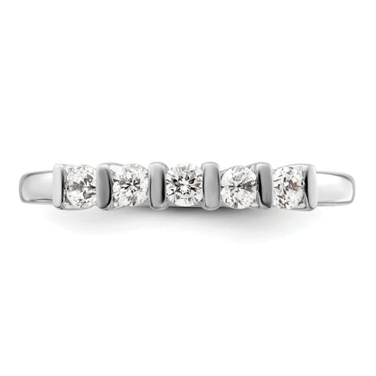 0.35ct. CZ Solid Real 14K White Gold 5-Stone Wedding Band Ring