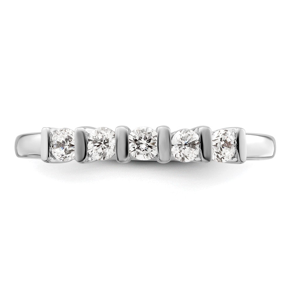 14K White Gold 5-Stone Real Diamond Band