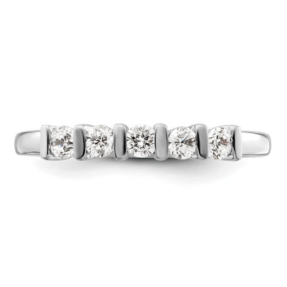 14K White Gold 5-Stone Real Diamond Band