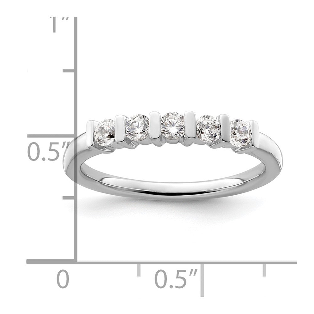 14K White Gold 5-Stone Real Diamond Band