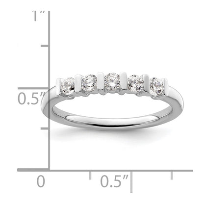 14K White Gold 5-Stone Real Diamond Band