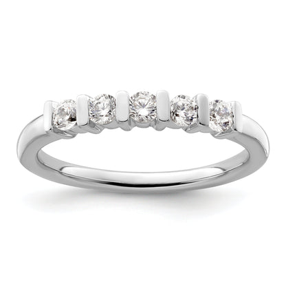 0.35ct. CZ Solid Real 14K White Gold 5-Stone Wedding Band Ring