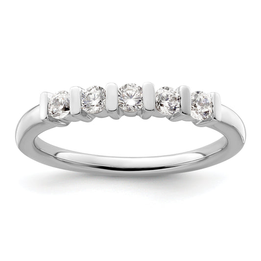 0.35ct. CZ Solid Real 14K White Gold 5-Stone Wedding Band Ring