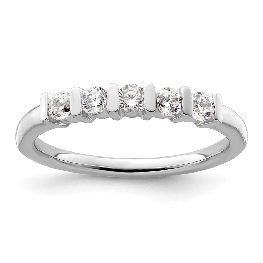 14K White Gold 5-Stone Real Diamond Band