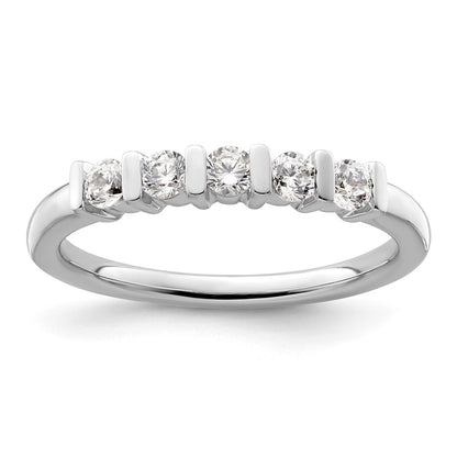 14K White Gold 5-Stone Real Diamond Band