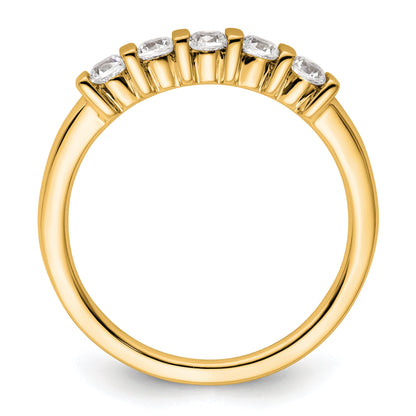 0.35ct. CZ Solid Real 14K Yellow Gold 5-Stone Wedding Band Ring