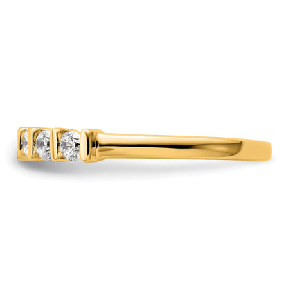 0.35ct. CZ Solid Real 14K Yellow Gold 5-Stone Wedding Band Ring