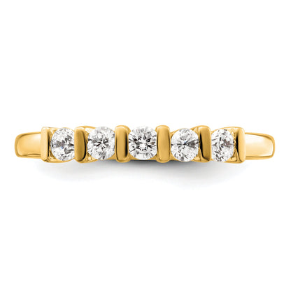 0.35ct. CZ Solid Real 14K Yellow Gold 5-Stone Wedding Band Ring