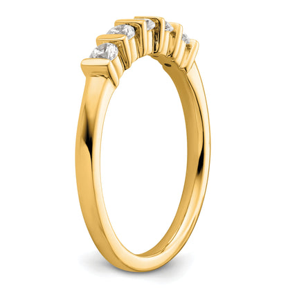 0.35ct. CZ Solid Real 14K Yellow Gold 5-Stone Wedding Band Ring