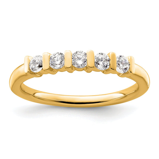 0.35ct. CZ Solid Real 14K Yellow Gold 5-Stone Wedding Band Ring