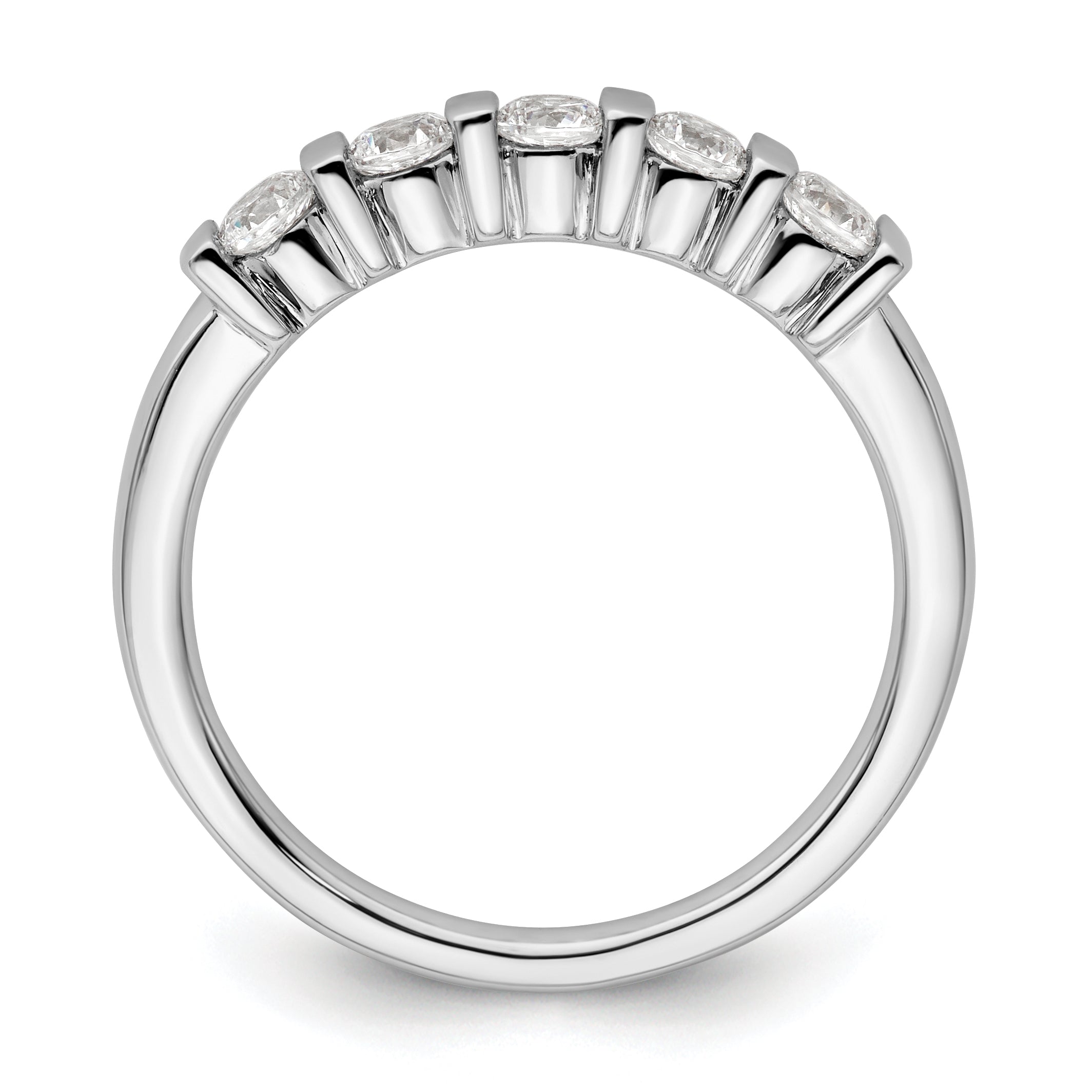 0.50ct. CZ Solid Real 14K White Gold 5-Stone Wedding Band Ring