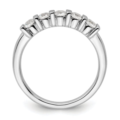 0.50ct. CZ Solid Real 14K White Gold 5-Stone Wedding Band Ring