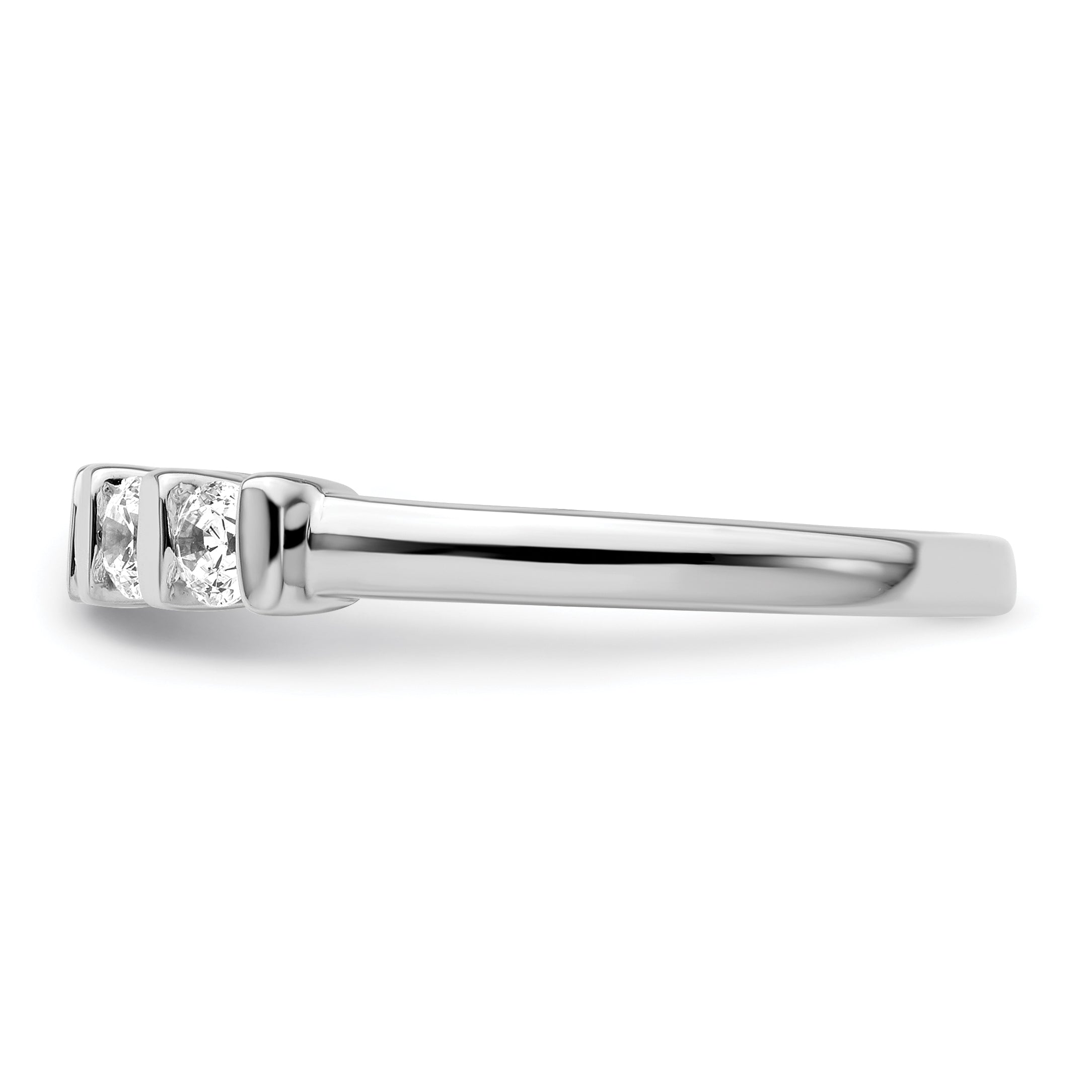0.50ct. CZ Solid Real 14K White Gold 5-Stone Wedding Band Ring