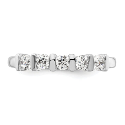 0.50ct. CZ Solid Real 14K White Gold 5-Stone Wedding Band Ring