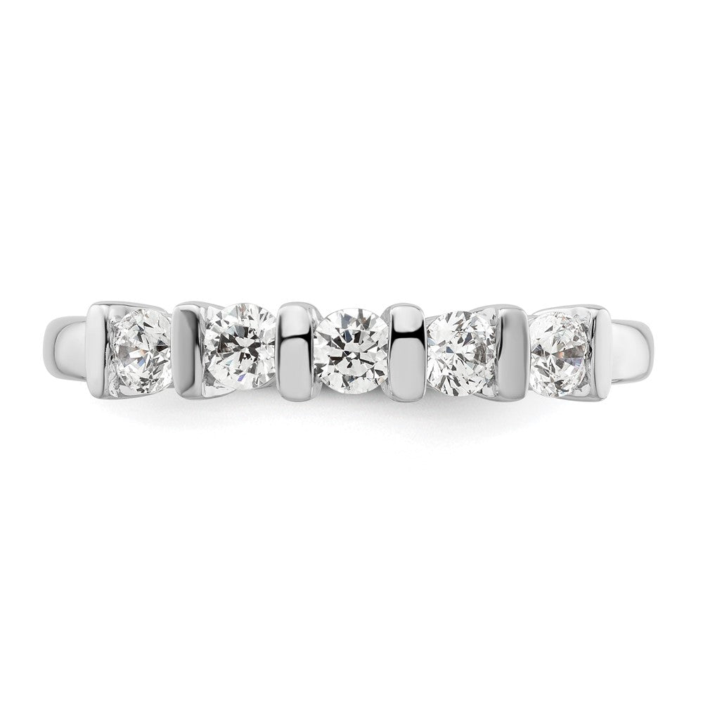 14K White Gold 5-Stone Real Diamond Band