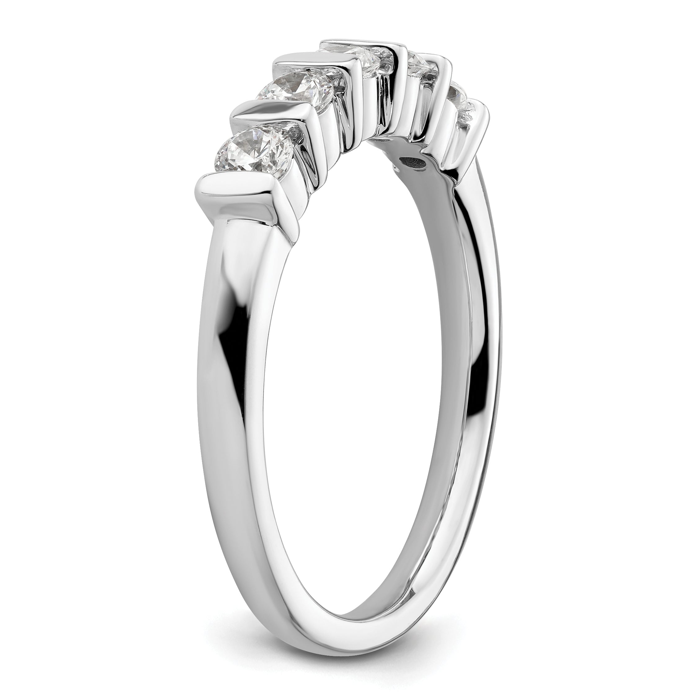 0.50ct. CZ Solid Real 14K White Gold 5-Stone Wedding Band Ring